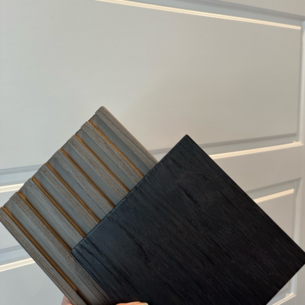 Arhaus sample swatches (liath smoke and ebony)